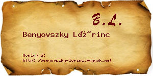 Benyovszky Lőrinc névjegykártya